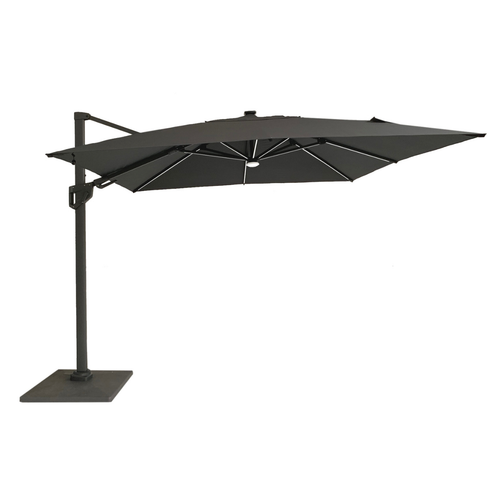 Visuel 1 du produit Parasol full light gris foncé chiné avec éclairage solaire - 3 x 3m