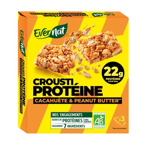 Visuel 1 du produit Barres protéinées bio croustiprotéine cacahuète  & Peanut butter Evernat - 120 g