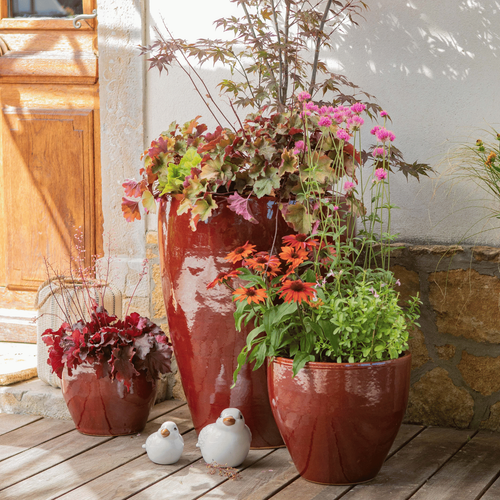 Visuel 3 du produit Pot Guardians Karanda coloris rouge en terre cuite émaillée - 50 x 50 x 50 cm