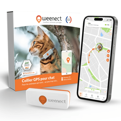 Visuel 1 du produit Collier GPS pour chat coloris blanc Weenect