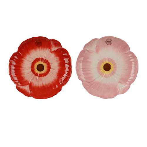 Visuel 1 du produit Assiette à dessert forme coquelicot en dolomite colorée - Ø 22 x H 2 cm