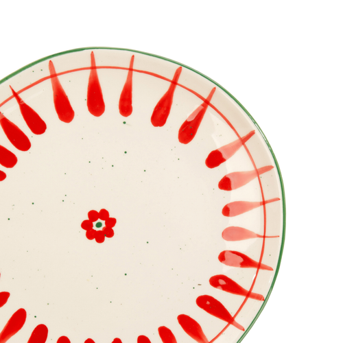 Visuel 6 du produit Assiette à dessert blanche, verte et rouge Venda - Ø 20,5 cm