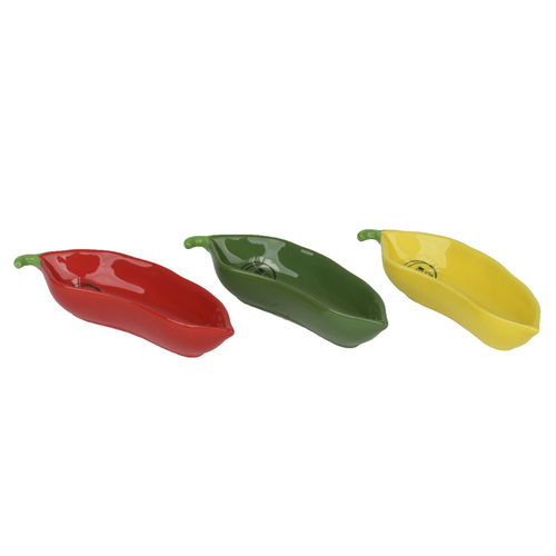 Visuel 1 du produit Assiette tapas en dolomite colorée forme poivron - 15,2 x 5 x 3 cm
