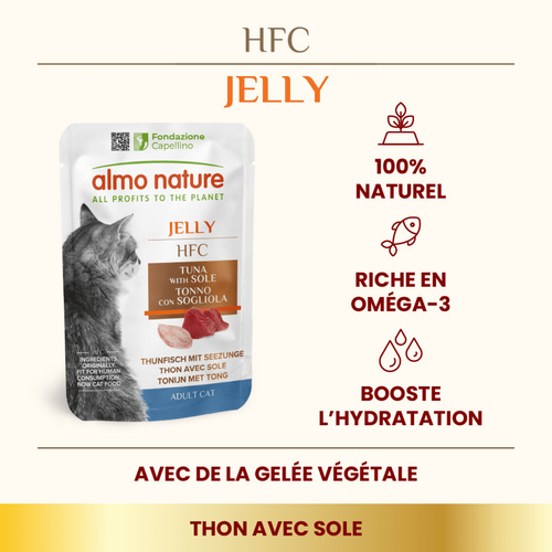 Visuel 2 du produit Pâtée pour chat HFC Jelly au thon et sole Almo Nature - 55 g