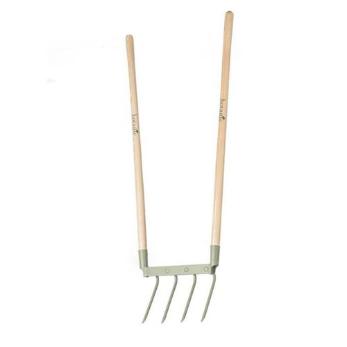 Visuel 1 du produit Grelinette à 4 dents métal vert amande et manche bois botanic® - 130 cm