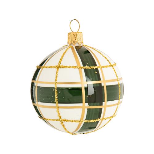 Visuel 1 du produit Boule de Noël en verre noir, blanc et or - Ø 7 cm