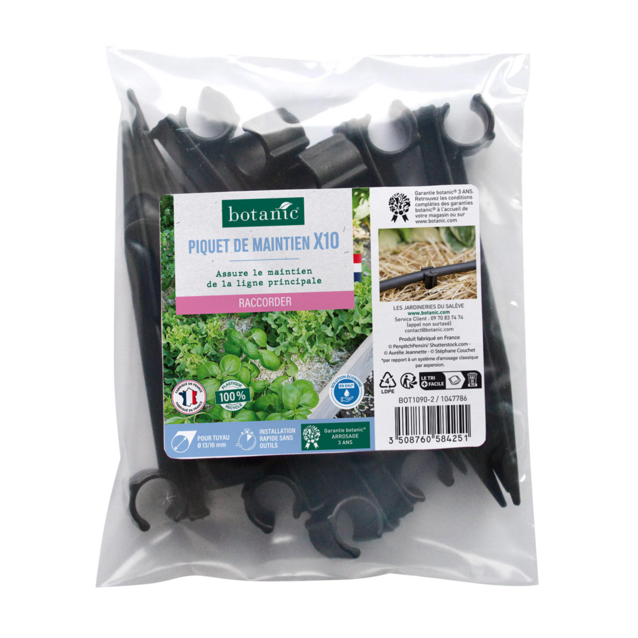 GardenPlast® WaterPeg Lot De 100 Piquets D'ancrage Au Sol 160 Mm Pour Tuyau D'arrosage Goutte à Goutte