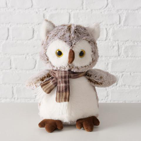 Peluche hibou Daximo coloris beige en polyester 22 x 16 x 7 5 cm