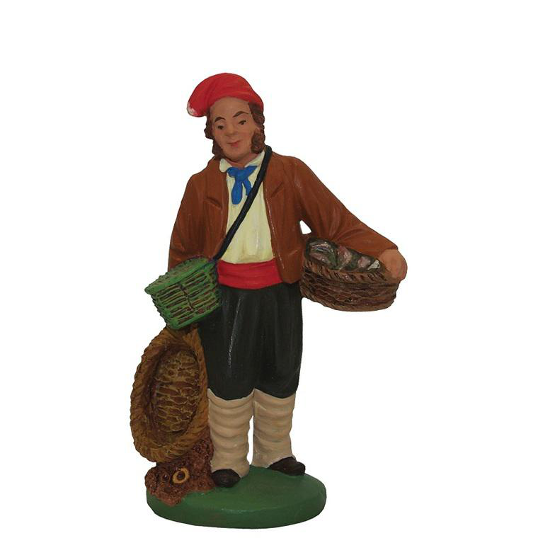 Personnage de crèche de Noël pêcheur marseillais Santons Escoffier - 7 cm