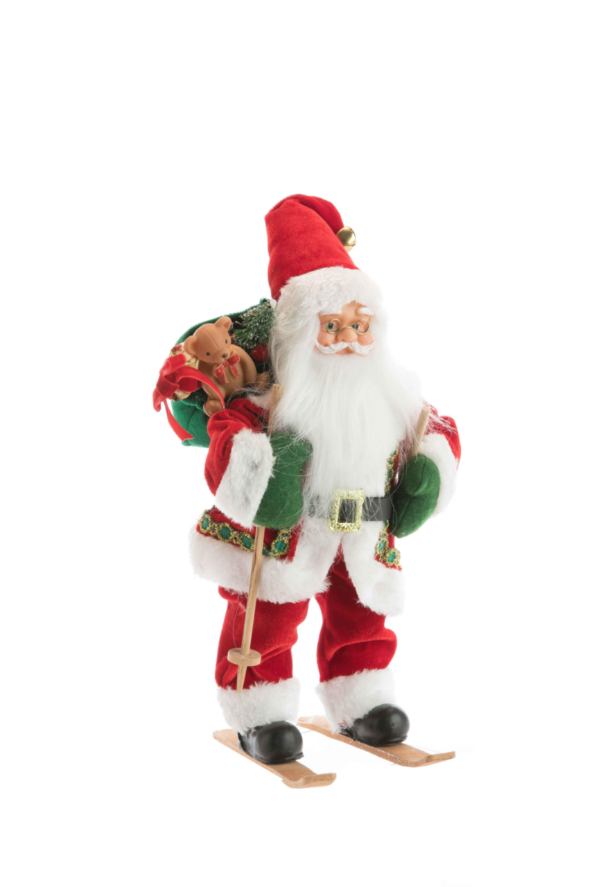 Timbre De Noël Avec Le Père Noël En Rouge Et Vert Avec Des Taches Et