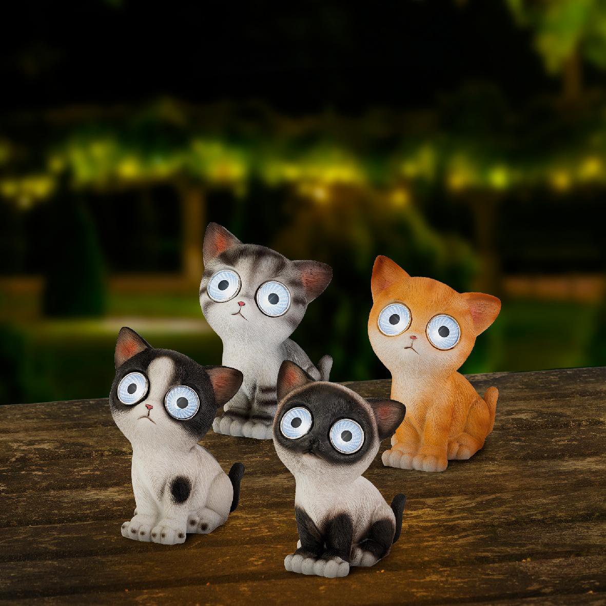 Chat Decoration Statue Jardin Exterieur avec Lampe Solaire Figurine - Salon Chaton Décoration Cadeau pour Femme Homme Maman Anniversaire Decor Imperméable pour de Jardin Balcon