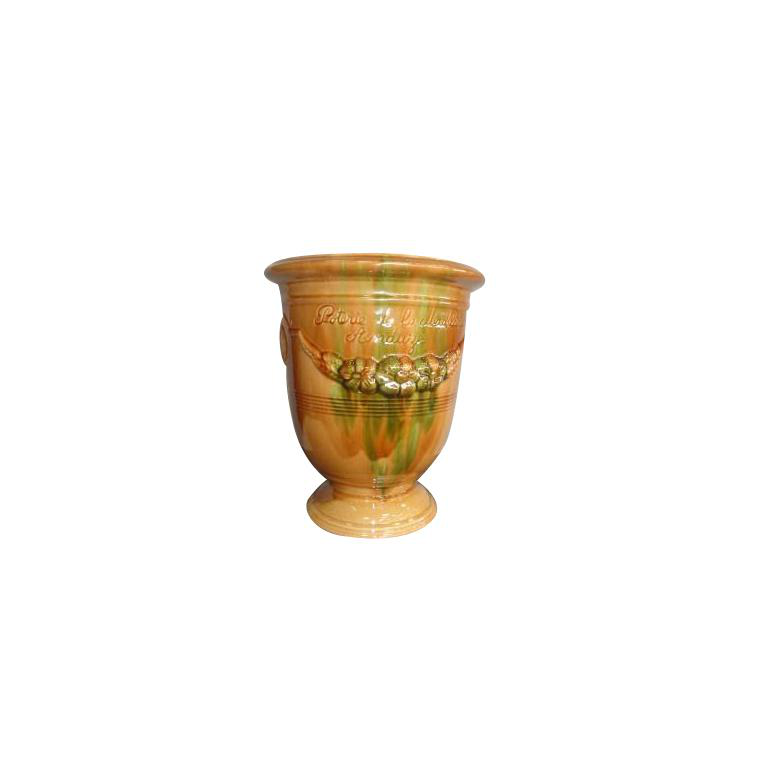 Vase En Grès Artisanat Irisé Flammé Cuivré – Pièce Unique Décorative