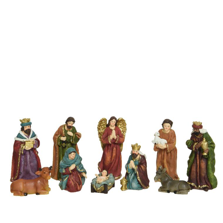 Crèche de Noël en polyrésine peinte à la main 8-20 cm 8 pièces