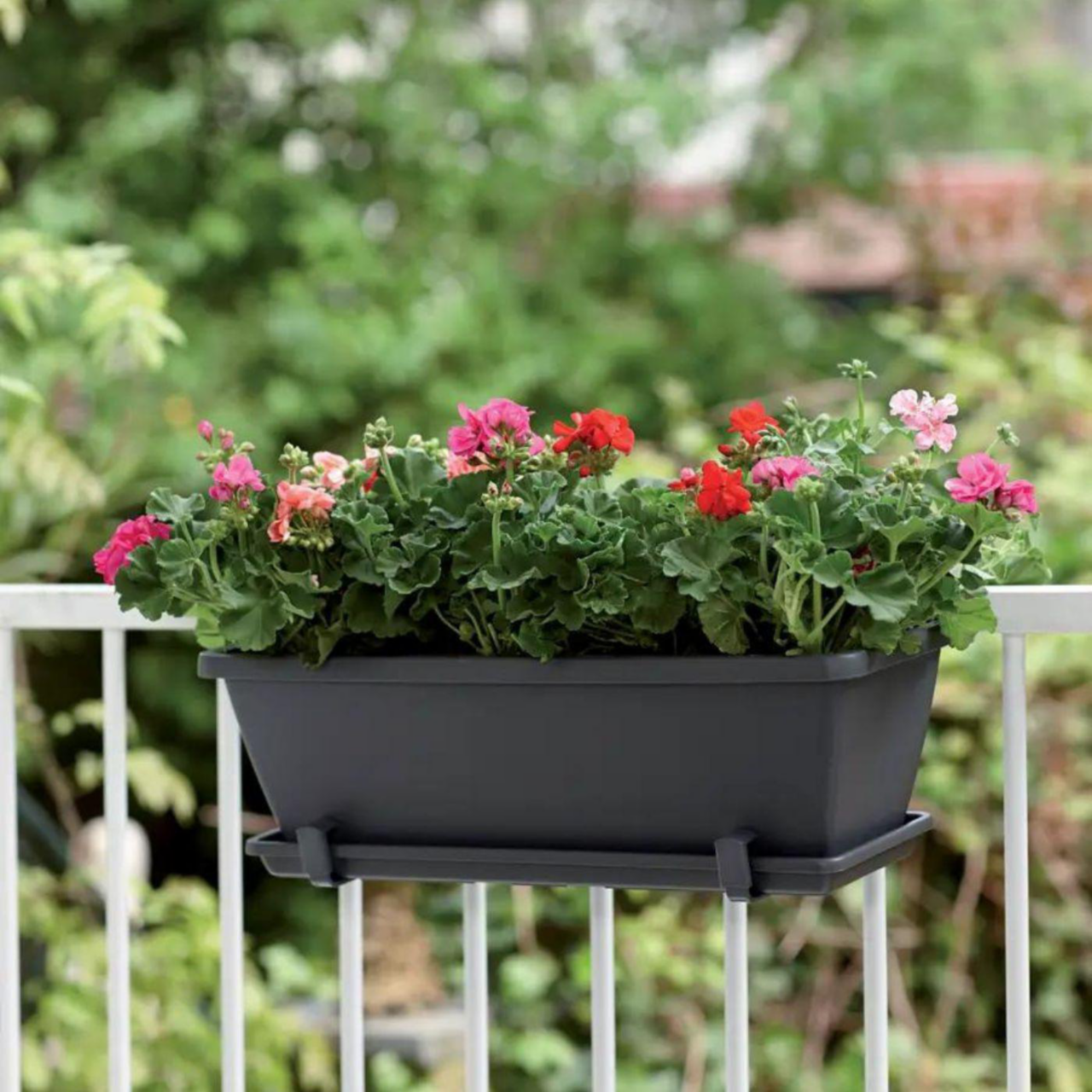 Jardiniere Balcon 100cm Reservoir Eau Jardinière Balcon 100cm Avec Réservoir D'eau - Anthracite - Plastique Résistant - Pour Extérieur Jardinière Extérieur UV