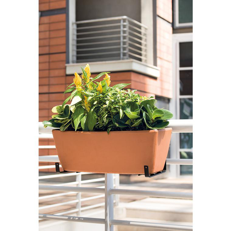 Jardiniere 50x20cm avec plateau et support balcon - terracotta Jardiniere 50x20cm avec plateau et support balcon - terracotta