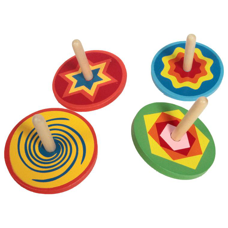 GICO Toupie Inversée En Bois - Lot De 4 Toupies Pastel + 1 Naturelle - Jeu Debout 30 Mm - Couleurs Douces