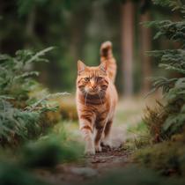 Chat qui court dans l'herbe