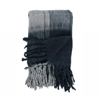 Visuel 1 du produit Plaid rectangulaire à carreaux bleu en acrylique - 125 x 150 cm