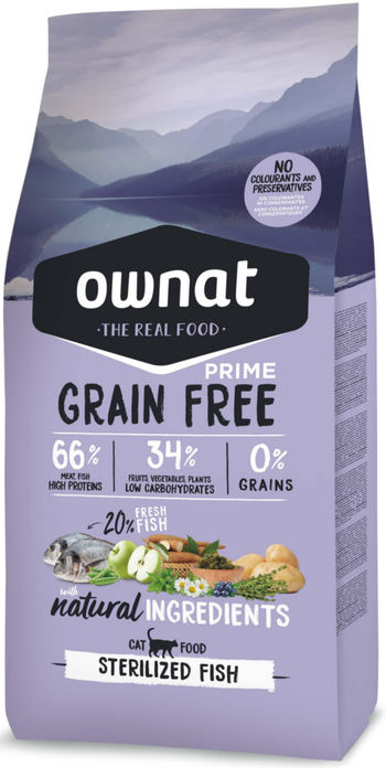 Visuel 1 du produit Croquette pour chat adulte stérilisé Grain Free au poisson Ownat - 3 kg