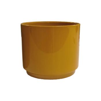 Visuel 1 du produit Cache-pot en céramique coloris jaune ocre Oslo Seventies - Ø 13 x H 12 cm