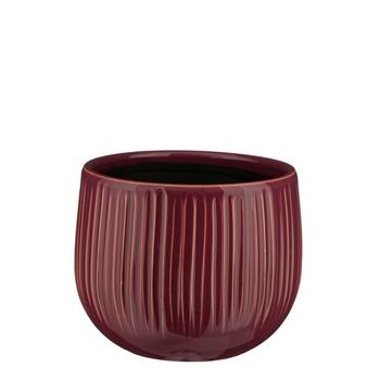 Visuel 1 du produit Pot rond cannelé coloris violet Pablo - 14 x Ø 16 cm