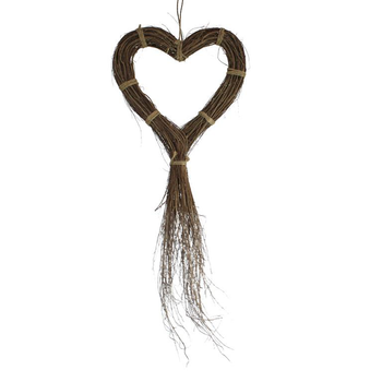 Visuel 1 du produit Cœur en bois de saule naturel à suspendre - 38 x 5 x 78 cm