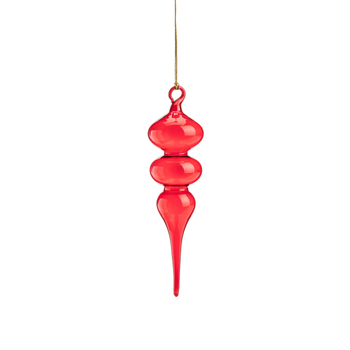 Visuel 1 du produit Suspension forme goutte en verre rouge transparent - Ø 6  x H 23 cm
