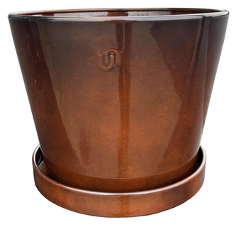 Visuel 1 du produit Soucoupe pour pot évasé coloris marron en métal recyclé - 28 x 28 x 3,25 cm