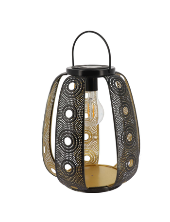 Visuel 1 du produit Lanterne Almeria 10lm coloris noir en métal doré -  Ø 23 x 27 cm