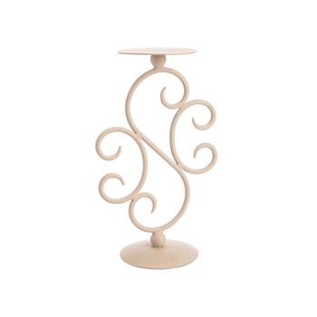 Visuel 1 du produit Bougeoir arabesque en métal blanc - 15 x 9,5 x 25 cm