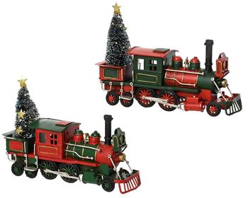 Visuel 1 du produit Train de Noël vintage à poser en métal rouge et vert - 20 x 7 cm