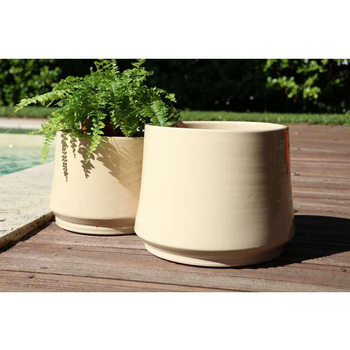 Visuel 1 du produit Pot coloris beige en terre émaillée L'éphémère - Ø 25,5 cm