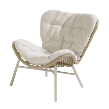 Visuel 1 du produit Salon de jardin en acier et résine tressée coloris beige Hosta II - 3 éléments (table basse et deux fauteuils)