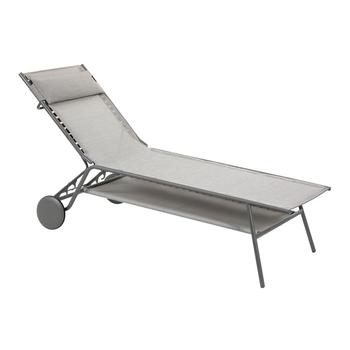 Visuel 1 du produit Bain de soleil Miami II haut Lafuma coloris gris structure en acier et toile en Batyline®- 80 x 186 x 90 cm