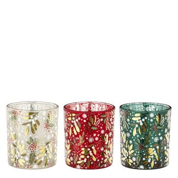 Visuel 1 du produit Porte-bougie en verre à motif houx - Ø 7 x H 8 cm