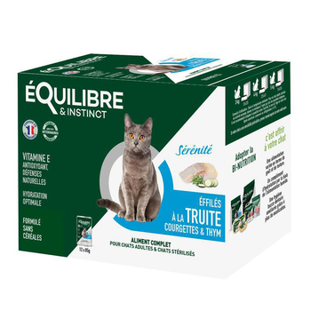 Visuel 1 du produit Pâtée "Sérénité effilés" pour chat adulte ou stérilisé à la truite et aux courgettes Équilibre & Instinct - 12 x 85 g