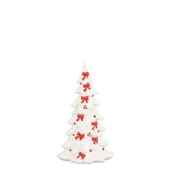 Visuel 1 du produit Sapin en céramique blanche à nœuds décoratifs rouges - 14,5 x 10,5 x 26 cm