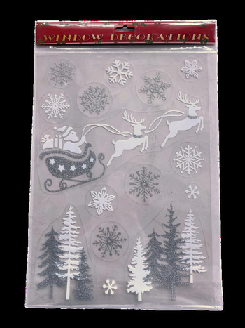 Visuel 1 du produit Stickers flocons de neige blancs scintillants x16 - 29,5 x 40 cm