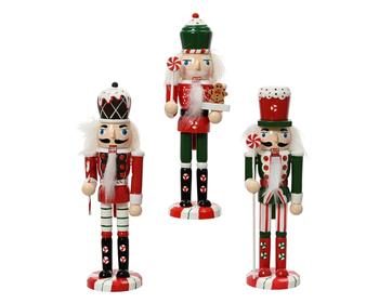 Visuel 1 du produit Casse-noisette à poser en bois de pin rouge, blanc et vert - Ø 5 x H 18 cm