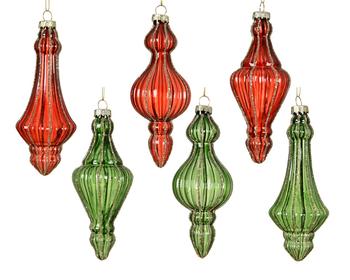 Visuel 1 du produit Ornement à suspendre en verre coloré à lignes pailletées - 6 x 6 x 4,9 cm