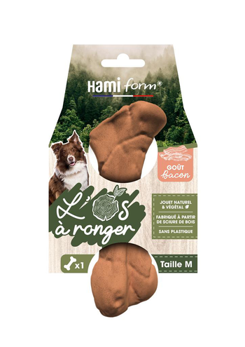 Visuel 1 du produit Jouet pour chien os à ronger goût bacon naturel et végétal Hami form - Taille M