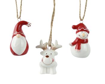 Visuel 1 du produit Suspension personnage de Noël en dolomite blanche - 4 x 3,4 x 6,3 cm