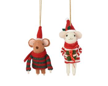 Visuel 1 du produit Souris décorative en laine multicolore - 5,5 x 5 cm