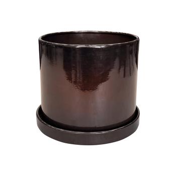 Visuel 1 du produit Pot cylindrique en métal recyclé coloris brun flambé Upcycle Cylindre - Ø 21 x H 18 cm