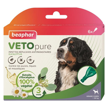 Visuel 1 du produit Pipettes antiparasitaires pour le chien de grande taille coloris blanc VETOpure Beaphar – 6 x 2 ml