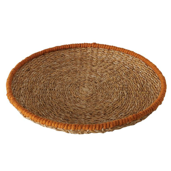 Visuel 1 du produit Plateau en jute naturelle à bord coloré Colada grand modèle - Ø 51 x H 55 cm