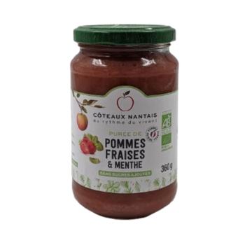 Visuel 1 du produit Purée bio de pommes fraises menthe Côteaux Nantais - 360 g