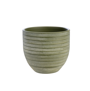 Visuel 1 du produit Cache-pot en céramique vert mat Sulco – 24 x 22 cm