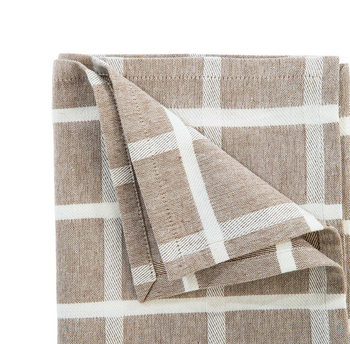 Visuel 1 du produit Torchon à carreaux coloris beige en coton - 50 x 70 cm