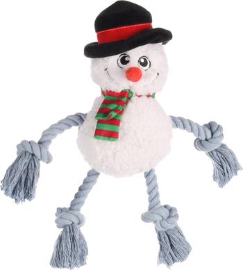 Visuel 1 du produit Jouet de Noël pour chien coloris multicolore bonhomme de neige avec corde Flamingo - 23 x 8,5 x 28 cm